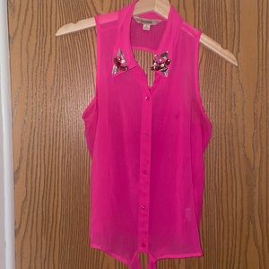 A pink rhinestone button down shirt!
